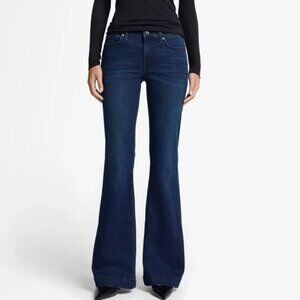 7 For All Mankind Dojo Wide Leg Trouser Jeans Size 30 Blue Black Santiago Wash